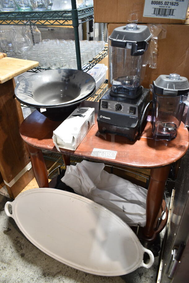 ALL ONE MONEY! Lot of Vitamix Blender w/ 2 Pitchers, Bowls Table and Large Tray - Image 1 of 10
