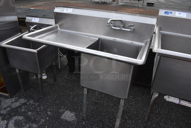 Stainless Steel Commercial Single Bay Sink w/ Left Side Drainboard, Faucet and Handles. 45x25x44. Bay 18x18x12. Drainboard 22x20x1 - Image 2 of 4