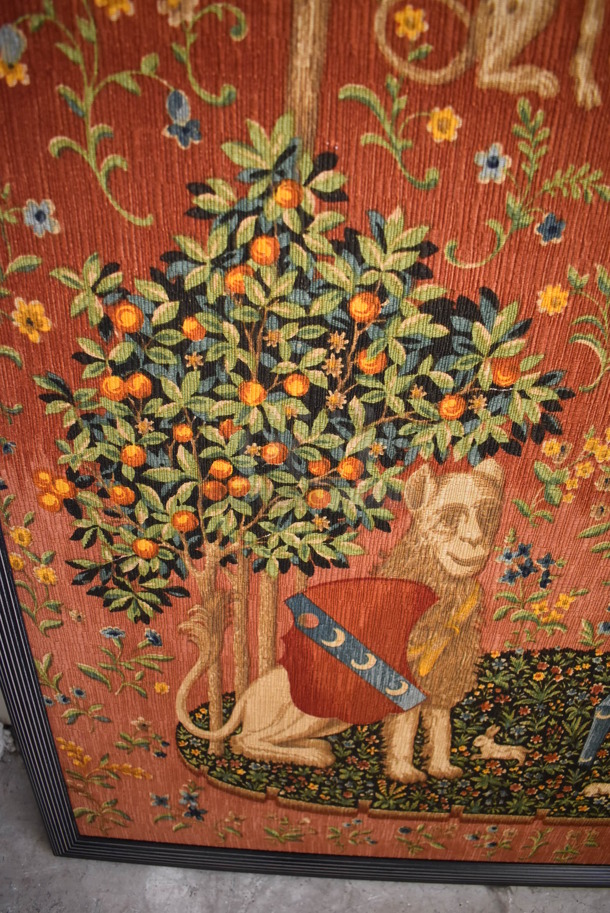 HIGH END REPRODUCTION of Framed Tapestry of The Lady and The Unicorn; Touch. This Tapestry is One of Five Parts That Tell a Story of The Lady and The Five Senses - Image 8 of 11