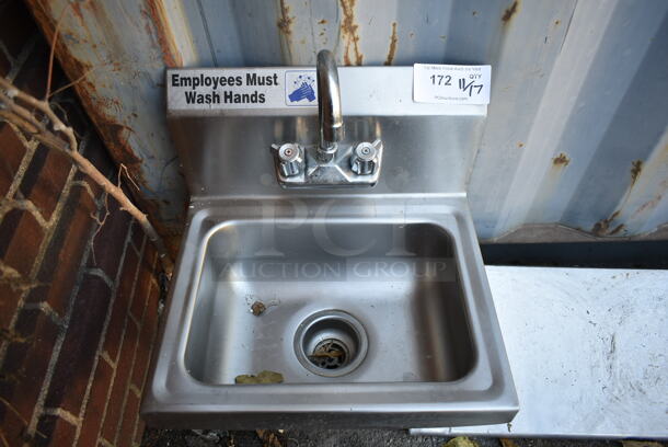 Stainless Steel Commercial Single Bay Wall Mount Sink w/ Faucet and Handles. - Image 2 of 3