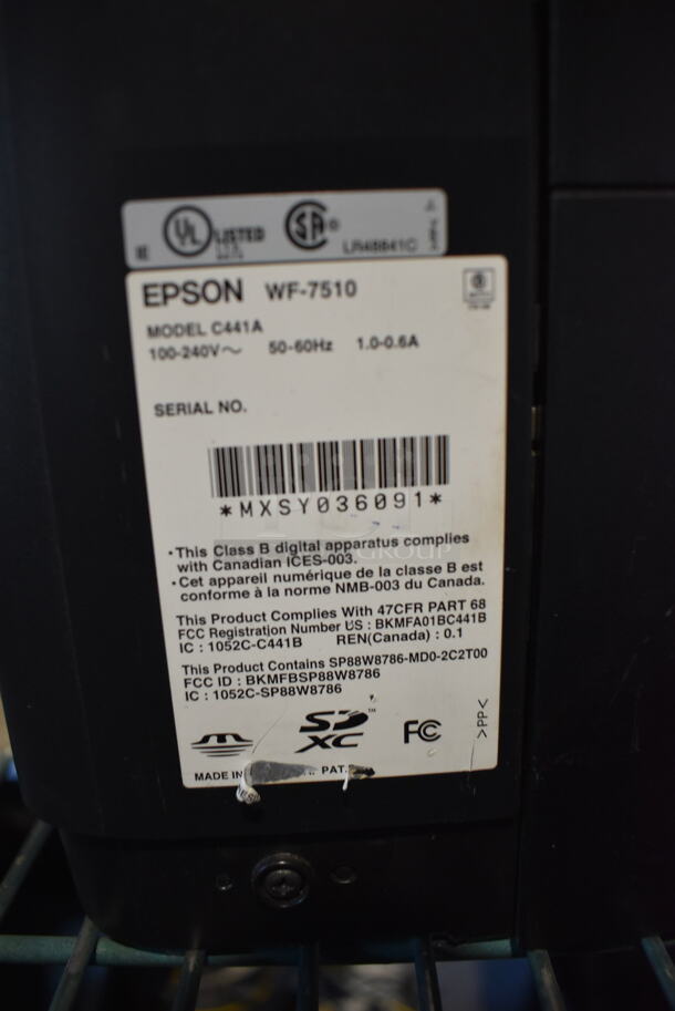 Epson C441A WF-7510 Countertop Scanner Copier Printer Fax Machine. 22x19x12 - Image 6 of 6
