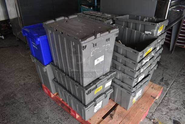 PALLET LOT of Various Gray Poly Bins of Various Silverware Including Forks and Spoons - Image 2 of 9