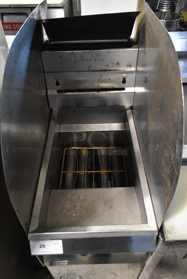 Pitco Frialator 14S Stainless Steel Commercial Floor Style Natural Gas Powered Deep Fat Fryer w/ Side Splash Guards on Commercial Casters. 110,000 BTU. - Image 3 of 8