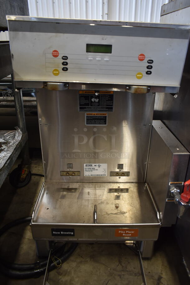 2015 Bunn DUAL SH DBC Stainless Steel Commercial Countertop Double Coffee Machine w/ Hot Water Dispenser, 2 Coffee Servers and 2 Metal Brew Baskets. 120/208 Volts, 1 Phase.  - Image 5 of 10