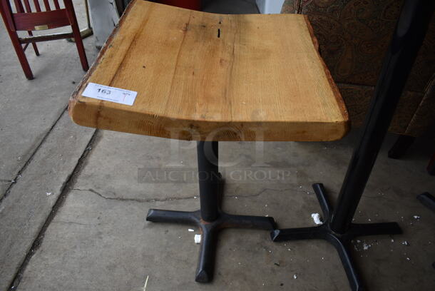 Wooden Dining Height Table w/ Live Edge on Black Metal Table Base.  - Image 1 of 3