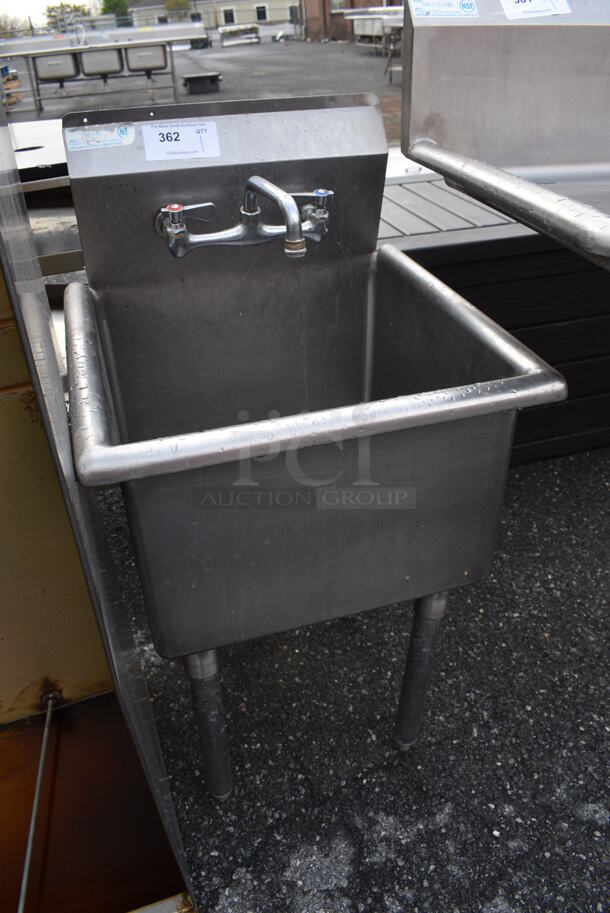 Stainless Steel Commercial Single Bay Sink w/ Faucet and Handles. 21x21x39 - Image 4 of 4