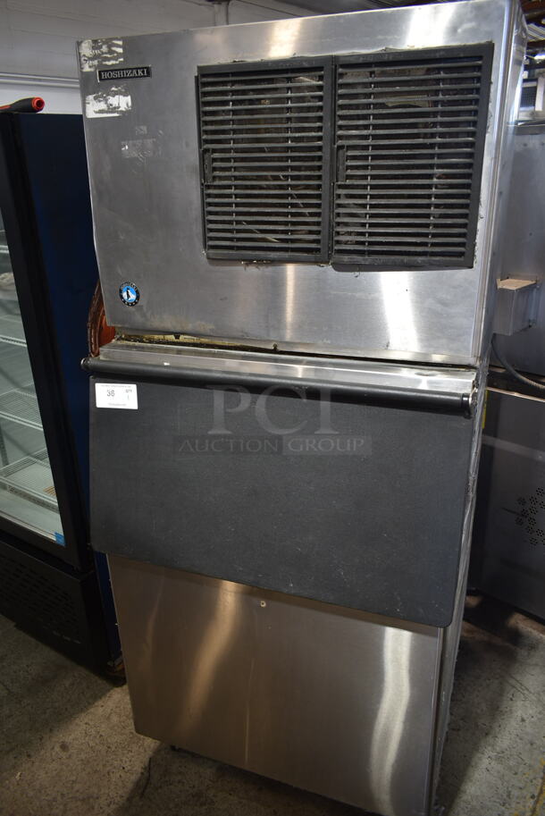 Hoshizaki KML-325MAJ Stainless Steel Commercial Ice Machine Head on Commercial Ice Bin. 115 Volts, 1 Phase.  - Image 1 of 4