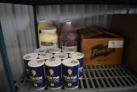 ALL ONE MONEY! Tier Lot of 10 Cans of Salt, Mayonnaise, Mustard, Honey Barbecue Sauce, Butter Flavored Oil