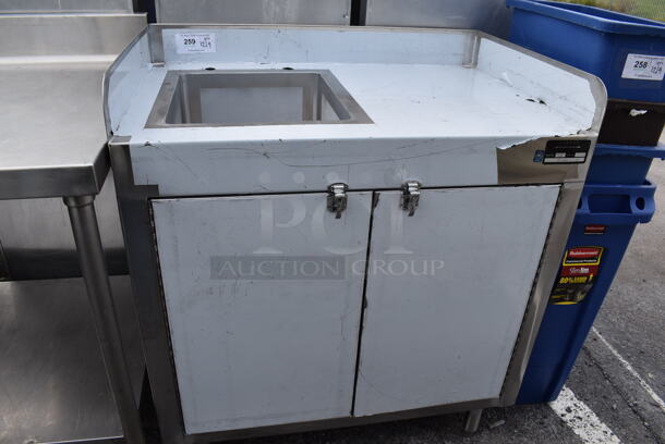 Stainless Steel Counter w/ Sink Bay, Back Splash and 2 Doors. 36x24x40. Bay 14x16x12 - Image 1 of 6