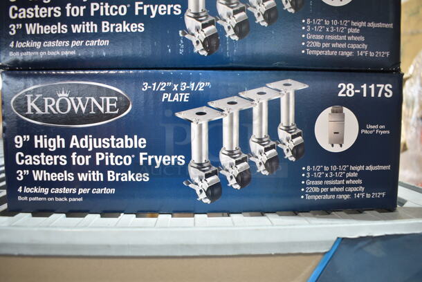 3 Boxes of 4 BRAND NEW! Krowne 28-117S 9" High Adjustable Casters for Fryers. 3 Times Your Bid! - Image 3 of 3