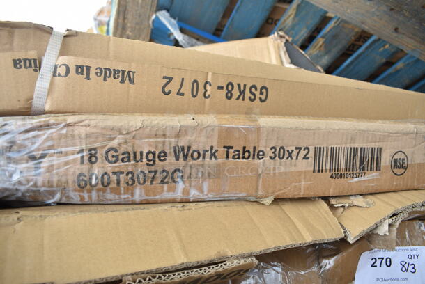 BRAND NEW SCRATCH AND DENT! Regency 600T3072G 30" x 72" 18-Gauge 304 Stainless Steel Commercial Work Table with Galvanized Legs and Undershelf. May Be Missing Pieces.  - Image 3 of 3