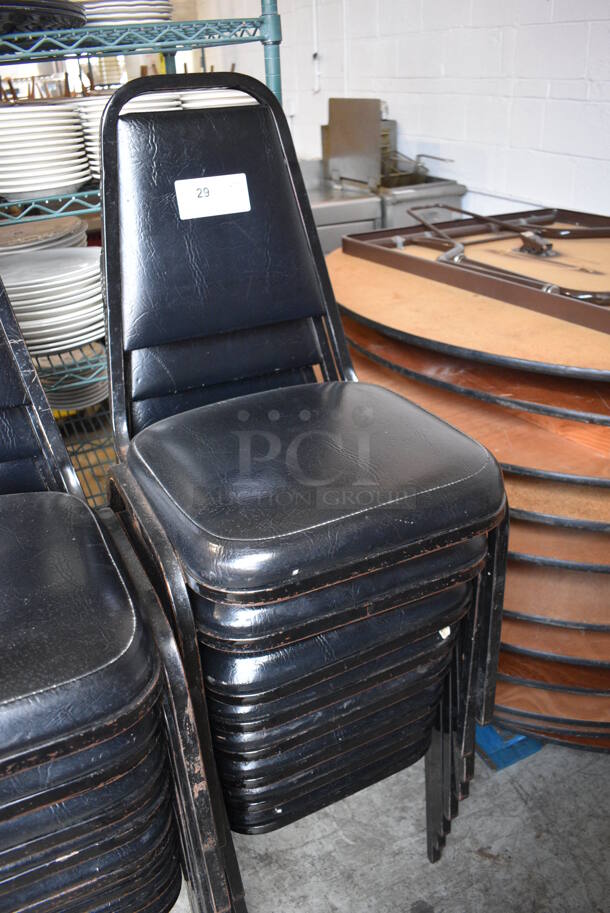 8 Black Metal Stackable Banquet Chairs w/ Black Cushions. 18x20x34. 8 Times Your Bid! - Image 3 of 4