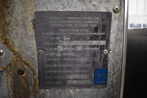 2 Turbochef NGC Stainless Steel Commercial Electric Powered Rapid Cook Ovens w/ Stainless Steel Commercial Equipment Stand on Commercial Casters. 208/240 Volts, 1 Phase. 30x30x55. 2 Times Your Bid! - Image 11 of 12