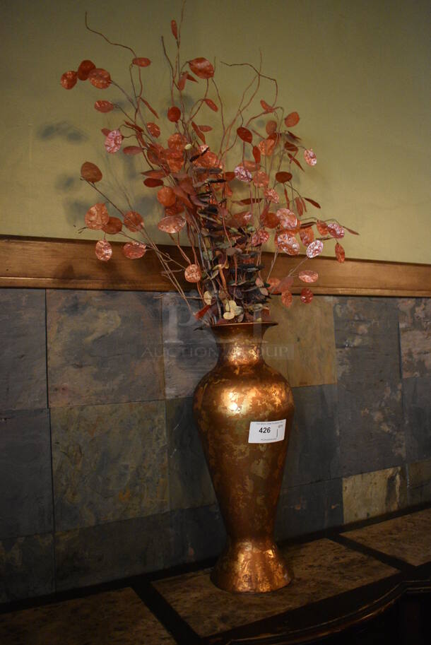 Metal Decorative Leaves in Metal Urn. BUYER MUST REMOVE. 10x10x50. (Susquehanna Ale House) - Image 2 of 2