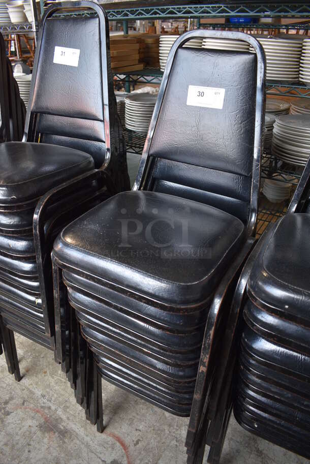 8 Black Metal Stackable Banquet Chairs w/ Black Cushions. 18x20x34. 8 Times Your Bid! - Image 4 of 5