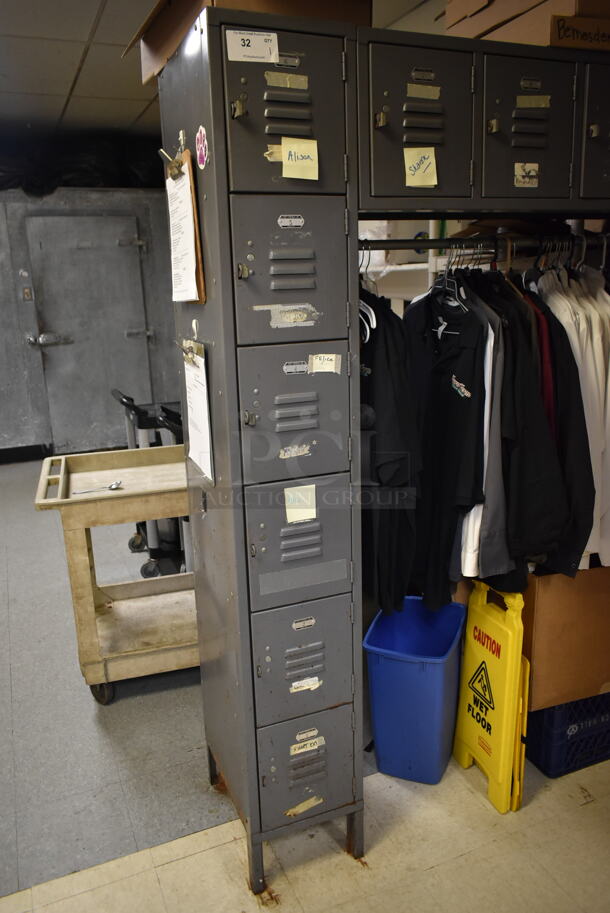 Gray Metal U Shaped 15 Cubby Locker w/ Shirts Shown In Picture. (dish room)  - Image 5 of 6