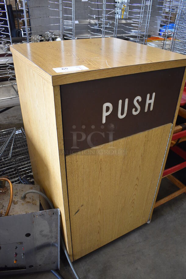 Wood Pattern Trash Can Shell w/ Trash Can, Door and Trash Deposit Flap. 24x24x43 - Image 4 of 4
