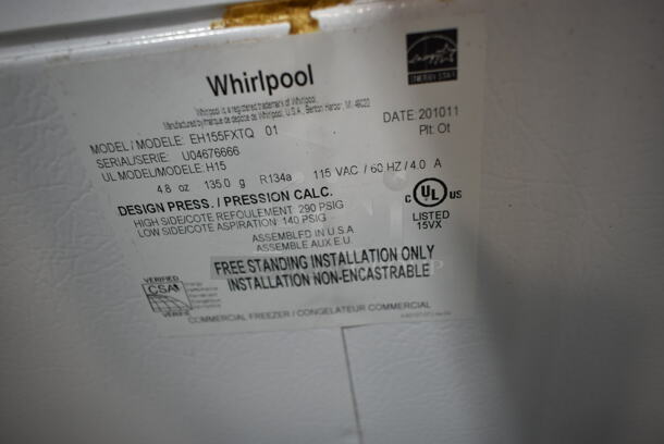 Whirlpool EH155FXTQ 01 Metal Chest Freezer w/ Hinge Lid. 115 Volts, 1 Phase. Tested and Working! - Image 4 of 4