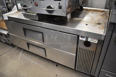 2013 True TRCB-52 Stainless Steel Commercial 2 Drawer Chef Base on Commercial Casters. 115 Volts, 1 Phase. 52x32x25. Tested and Working!