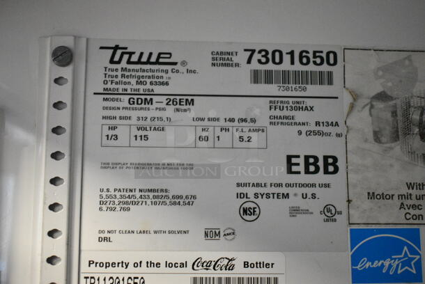 True GDM-26EM ENERGY STAR Metal Commercial Single Door Reach In Cooler Merchandiser w Poly Coated Racks. 115 Volts, 1 Phase. Tested and Powers On But Does Not Get Cold - Image 3 of 3