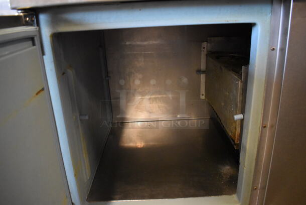 Delfield Stainless Steel Commercial Pizza Prep Table w/ 2 Tier Over Shelf on Commercial Casters. Missing 1 Caster. 115 Volts, 1 Phase. 76x32x69. Cannot Test - Unit Trips Breaker - Image 8 of 10