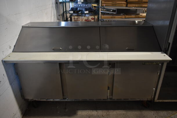 Beverage Air SP72-30M Stainless Steel Commercial Sandwich Salad Prep Table Bain Marie Mega Top on Commercial Casters. 115 Volts, 1 Phase. Tested and Working! - Image 1 of 9