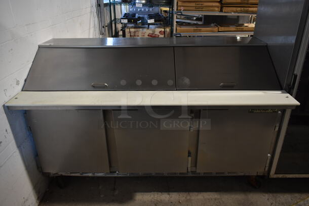 Beverage Air SP72-30M Stainless Steel Commercial Sandwich Salad Prep Table Bain Marie Mega Top on Commercial Casters. 115 Volts, 1 Phase. Tested and Working!