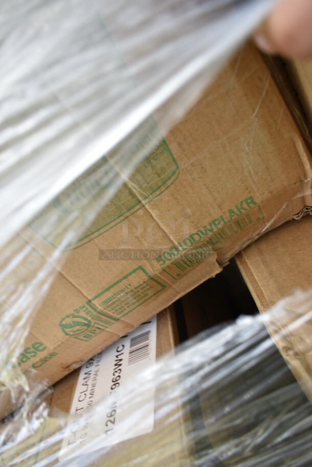 PALLET LOT of 28 BRAND NEW Boxes Including 795PTOKFT1 Choice Kraft Microwavable Folded Paper #1 Take-Out Container 4 3/8" x 3 1/2" x 2 1/2" - 450/Case, 795KFT44RNPE Choice 44 oz. Round Kraft PE-Lined Microwavable Take-Out Container 7 5/16" x 2 5/8" - 300/Case, 433783 Containers, 2 Box 129MCR16B Choice 16 oz. Black 6 1/4" Round Microwavable Heavy Weight Container with Lid - 150/Case, 485WB9NEONW Choice 9" Neon Extra Wide Pointed Wrapped Boba Straw - 1600/Case, 129MF963W1C Ecopax 9" x 6" 1-Compartment Microwaveable White Mineral-Filled Plastic Hinged Take-Out Container - 150/Case, 50010DWPLAKR EcoChoice 10 oz. Smooth Double Wall Kraft Compostable Paper Hot Cup - 500/Case, 433CARTRAY2L EcoChoice Molded Fiber / Pulp 8-44 oz. 2-Cup Carrier with Large Tray - 100/Case, 795KFT44RNPE Choice 44 oz. Round Kraft PE-Lined Microwavable Take-Out Container 7 5/16" x 2 5/8" - 300/Case, 966UPWIDEKFT-500 OneUp by Choice Kraft 2-Ply Wide Interfold 6 1/2" x 8 1/2" Dispenser Napkin - 6000/Case, 2 Box 130BSPORKWP Choice Individually Wrapped Medium Weight Black Plastic Spork - 1000/Case, 2 Box 966TALLFLDB Choice White Tall-Fold 6" x 13" Dispenser Napkin - 8000/Case, 500TO993 Choice 9" x 9" x 3" Microwavable 1-Compartment Black / Clear Plastic Hinged Container - 100/Case. 28 Times Your Bid!  - Image 10 of 12