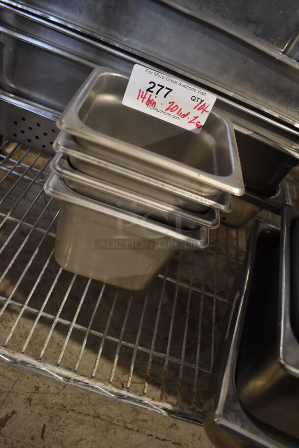 ALL ONE MONEY! Lot of 14 Stainless Steel Drop In Bins, 20 Stainless Steel Drop In Bin Lids and 2 Adapters. Includes 1/1x4, 1/2x6, 1/6x6 - Image 4 of 6