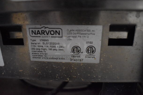 2022 Narvon 378SM3 Metal Commercial Countertop 3 Hopper Slushie Machine. 120 Volts, 1 Phase. 24x20x36. Tested and Powers On But Does Not Get Cold - Image 9 of 9