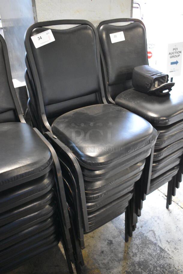 8 Black Metal Stackable Banquet Chairs w/ Black Cushions. 18x20x33. 8 Times Your Bid! - Image 3 of 4