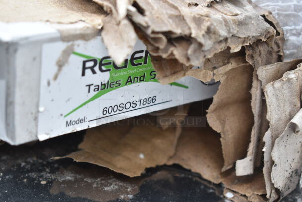 PALLET LOT of 8 Various BRAND NEW SCRATCH AND DENT! Items; Box of 4 Regency 460EGPC64 64" NSF Green Epoxy Mobile Shelving Post, ServIt 423ST5TSDS Solid Drop Down Side Tray Slide for 5-Pan Steam Tables, Regency 600DOS1272 Stainless Steel Double Deck Overshelf - 12" x 72" x 32", Regency 600SOS1896 Stainless Steel Single Deck Overshelf - 18" x 96" x 19 1/4", Box of 4 Regency 460EC2436 24" x 36" NSF Chrome Wire Shelf, 2 Regency 600TS3084S 30" x 84" 16-Gauge 304 Stainless Steel Commercial Work Table with Undershelf, Regency 600T1848G 18" x 48" 18-Gauge 304 Stainless Steel Commercial Work Table with Galvanized Legs and Undershelf. 8 Times Your Bid! - Image 11 of 11