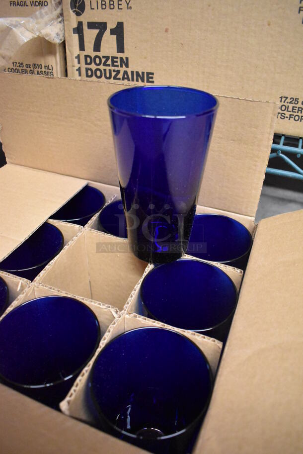10 Boxes of 12 BRAND NEW Libbey 171 Blue Flare Cooler Beverage Glasses. 3.5x3.5x6. 10 Times Your Bid! - Image 2 of 5