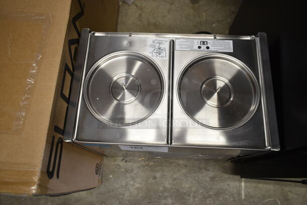 BRAND NEW SCRATCH AND DENT! Crathco D25-3 Classic Bubbler Series Double 5 Gallon Bowl Stainless Steel Refrigerated Beverage Dispenser Base. No Hoppers. 115 Volts, 1 Phase. Tested and Powers On But Does Not Get Cold - Image 3 of 4