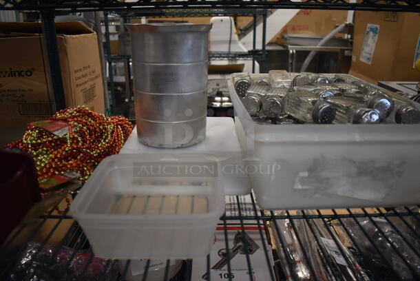 ALL ONE MONEY! Tier Lot of Various Glasses Including Salt Shakers, Metal Pitcher and Utensils - Image 3 of 6