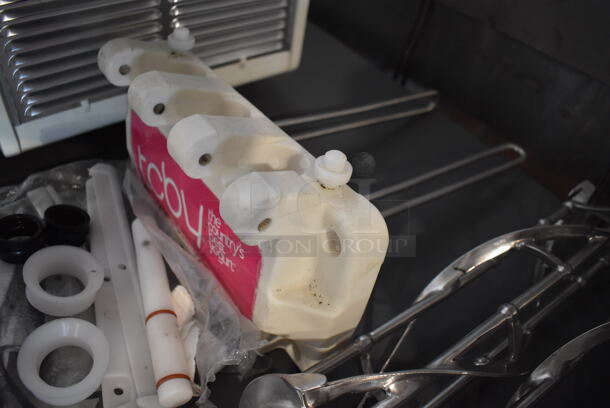 ALL ONE MONEY! Lot of Various Ice Cream Machine Parts Including Front Piece, 2 Augers, Drip Tray Grate, 4 Knobs and 3 Handles - Image 5 of 5