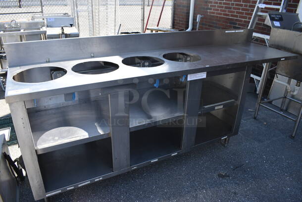 Stainless Steel Commercial Table w/ 4 Cut Outs, Back Splash and Under Shelves. 96x24x43 - Image 3 of 5