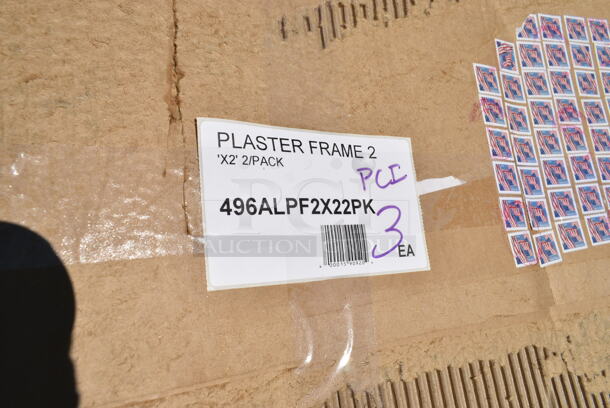 PALLET LOT of 22 BRAND NEW Boxes Including 496ALPF2X22PK American Louver Company 24" x 24" Plaster Frame ALPF2X2-2PK - 2/Pack, 427SD2828MP Lancaster Table & Seating Excalibur 27 1/2" x 27 1/2" Square Table Top with Textured Mixed Plank Finish, Vollrath 4932-13 Traex® Color-Mate™ 32 oz. Clear Single Tip Standard Squeeze Bottle,  600WS1830HD Regency 18" x 30" 16 Gauge Stainless Steel Heavy-Duty Solid Wall Shelf, 124ASEAG12 American Metalcraft ASEAG12 12" Round Gold Hammered Aluminum Seafood Tray, 4447572 Lavex 2.5 Gallon Plastic Dispensing Container. 22 Times Your Bid!  - Image 3 of 12