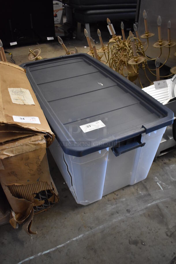 Clear Poly Bin w/ Blue Lid - Image 2 of 4