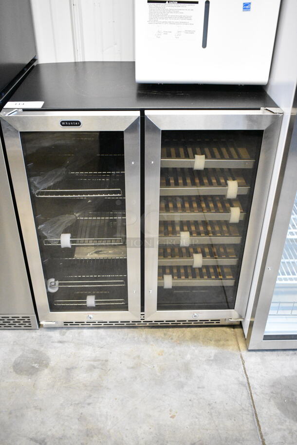 	BRAND NEW SCRATCH AND DENT! Whynter BWB-3388FDS 30′′ Built-In French Door Dual Zone 33 Bottle Wine Refrigerator Merchandiser 88 Can Beverage Center. 115 Volts, 1 Phase. Tested and Working! - Image 3 of 7