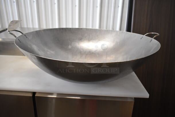 ALL ONE MONEY! Lot of 3 BRAND NEW SCRATCH AND DENT! Items; 
Town 34730 30" Hand Hammered Cantonese Wok and 2 Metal Round Pans.  - Image 6 of 7