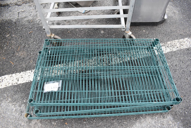 ALL ONE MONEY! Lot of 4 Green Finish Wire Shelves. 36x21x1.5 - Image 3 of 3