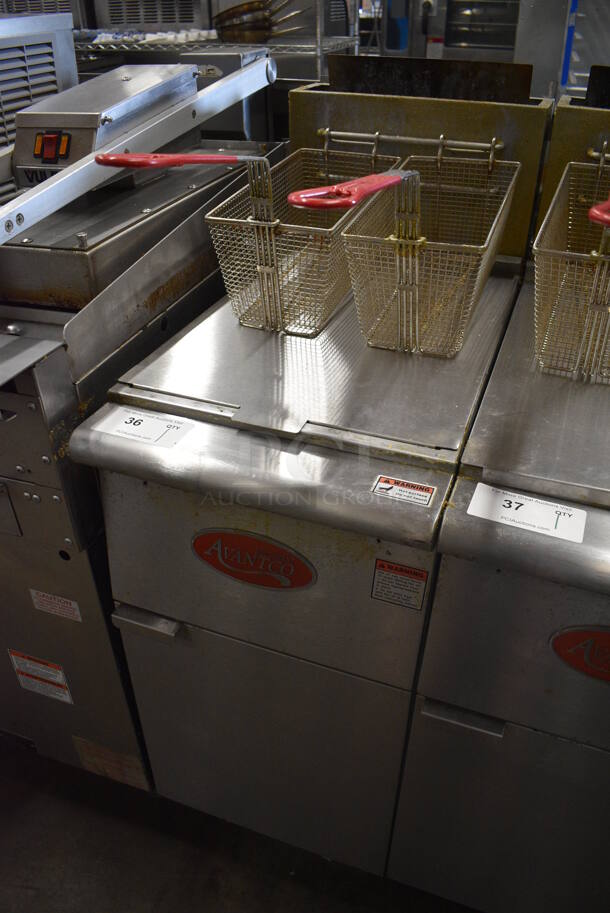 2019 Avantco Model FF400-P Stainless Steel Commercial Floor Style Propane Gas Powered Deep Fat Fryer w/ 2 Metal Fry Baskets. 120,000 BTU. 15.5x30.5x47 - Image 2 of 7