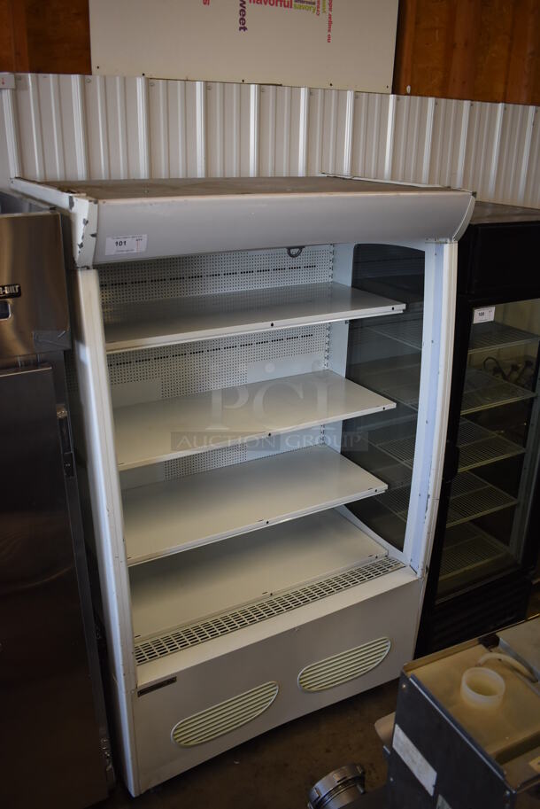 Beverage Air MB13US Metal Commercial Grab N Go Merchandiser w/ Metal Shelves on Commercial Casters. 115 Volts, 1 Phase. Tested and Powers On But Does Not Get Cold