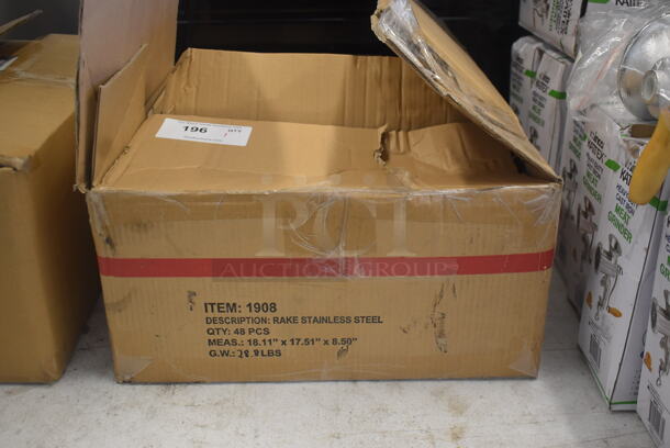 ALL ONE MONEY! Case of 48 Stainless Steel Hand Rakes - Image 1 of 3