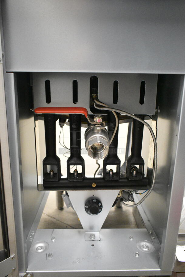 BRAND NEW SCRATCH AND DENT! Vulcan 1VEG50M-1 Stainless Steel Commercial Floor Style Natural Gas Powered Deep Fat Fryer. Missing Back Piece. 85,000 BTU  - Image 6 of 7