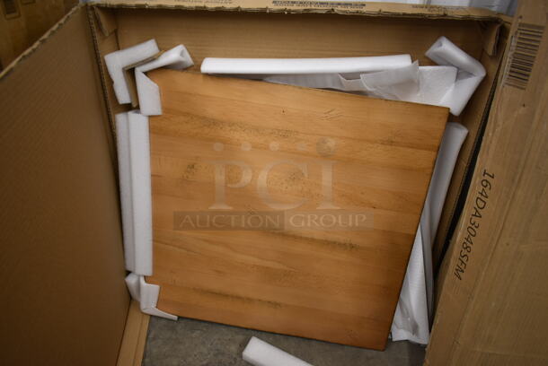 BRAND NEW IN BOX! Lancaster Table & Seating 24"x24" Solid Wood Live Edge Tabletop. - Image 1 of 5