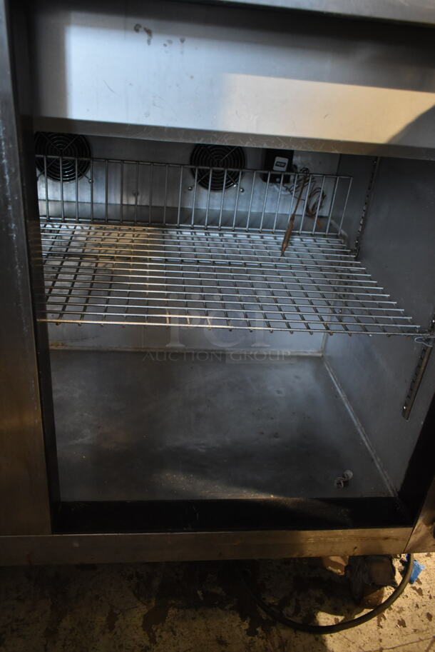 2014 Leader ESLM48S/C Stainless Steel Commercial Sandwich Salad Prep Table Bain Marie Mega Top on Commercial Casters. 115 Volts, 1 Phase. Tested and Powers On But Does Not Get Cold
 - Image 8 of 8