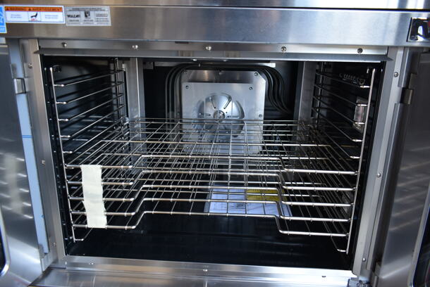 2 BRAND NEW SCRATCH AND DENT! Vulcan VC5ED ENERGY STAR Stainless Steel Commercial Electric Powered Full Size Convection Oven w/ View Through Doors, Metal Oven Racks and Thermostatic Controls. 208 Volts, 1/3 Phase. 2 Times Your Bid! - Image 7 of 9