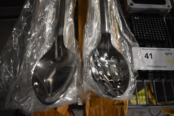 2 Boxes of 12 BRAND NEW! Winco Stainless Steel Serving Spoons. BSPT-15H Perforated and BSOT-15H Solid. 15". 2 Times Your Bid! - Image 2 of 5